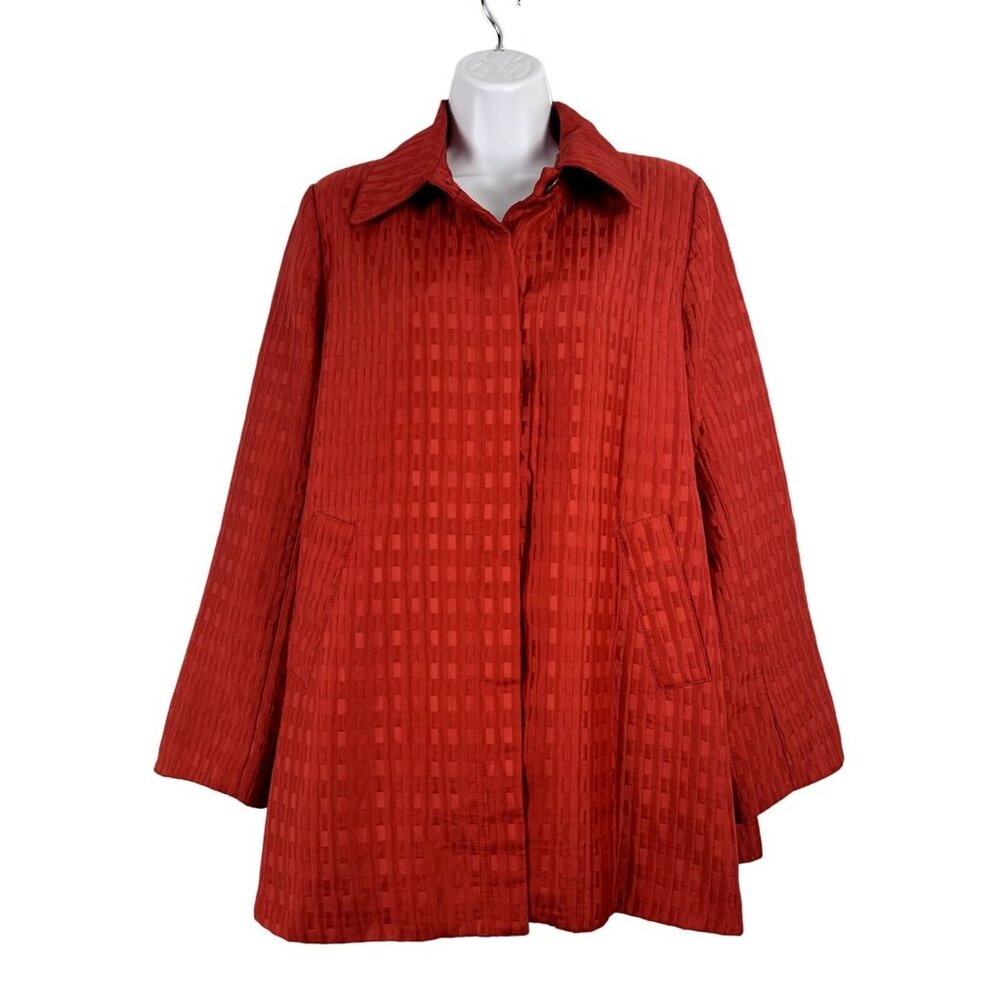 George Simonton Womens Red Textured Jacket Collared Front Pockets Medium - Picture 1 of 13